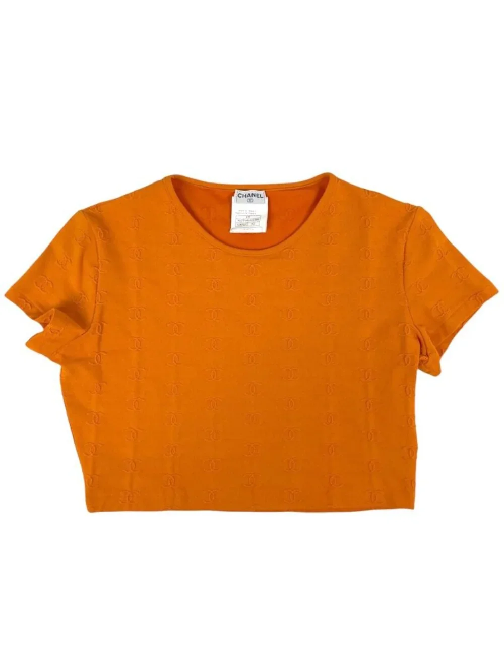 Chanel CC Logo Short Sleeve T-Shirt Top Orange